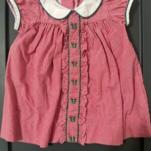 Little English Red Gingham Christmas dress with White Collar